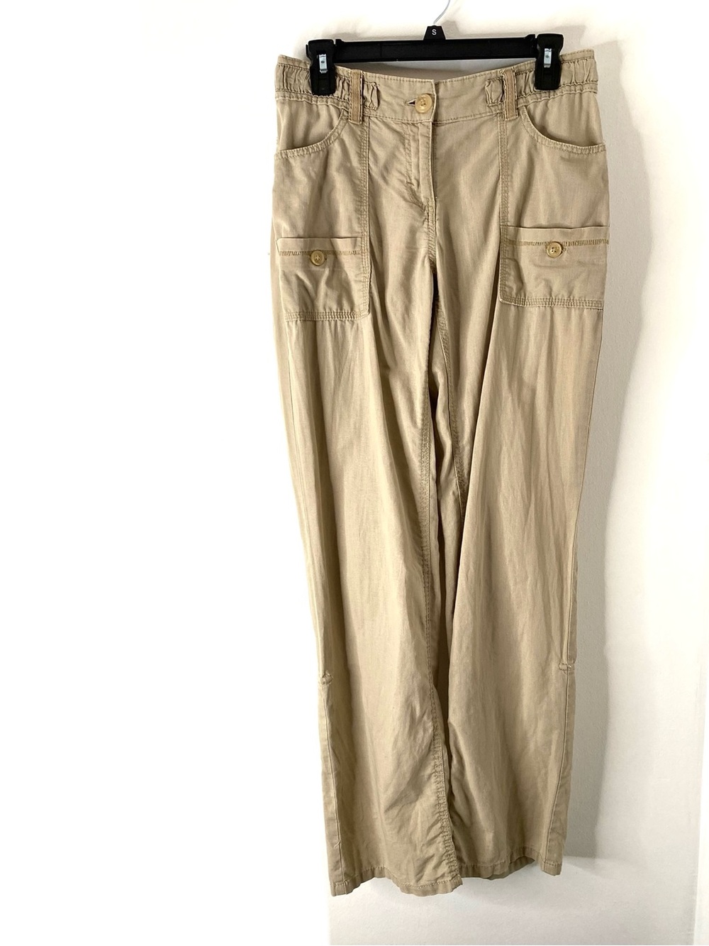 H&M Linen Blend Convertible Cargo Pants Utility Wide Leg Beige